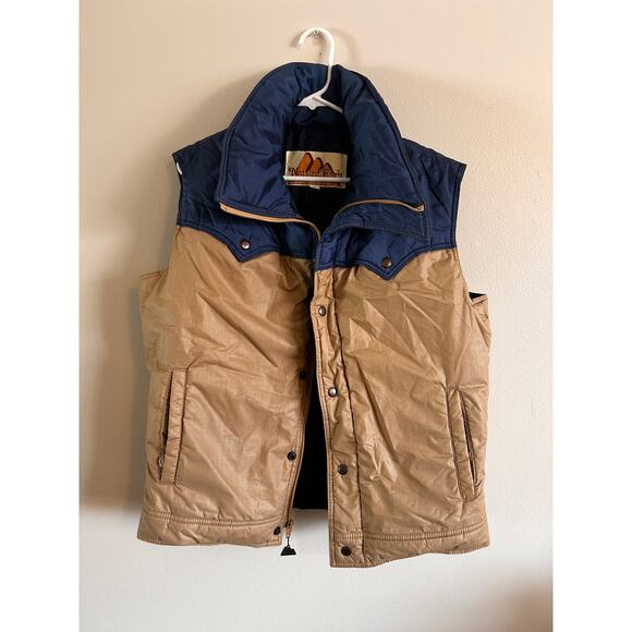 Natural High Down Outerwear Vintage Down Puffer Blue Tan Large - Picture 1 of 8